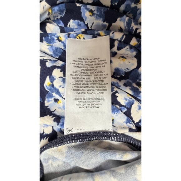 Lauren Ralph Lauren Black Label Maxi Gold Buttons Jersey Blue Floral Prep M - Picture 8 of 9